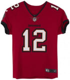 Framed Tom Brady Buccaneers Super Bowl LV Champs Signed Red Jersey "LV MVP" Insc