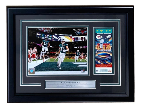 Cooper DeJean Framed 8x10 Eagles Super Bowl 59 Pick Six Photo w/ Replica Ticket