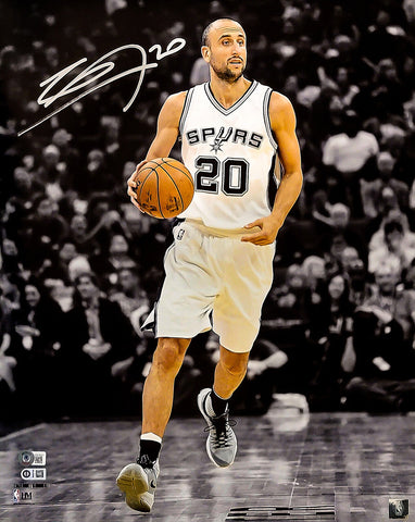 MANU GINOBILI AUTOGRAPHED 16X20 PHOTO SAN ANTONIO SPURS BECKETT WITNESS 211903