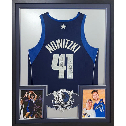 Dirk Nowitzki Mark Cuban Autographed Signed Framed Mavericks Jersey PSA/DNA