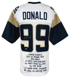 Aaron Donald Signed White Custom Embroidered Stat Football Jersey -(BECKETT COA)