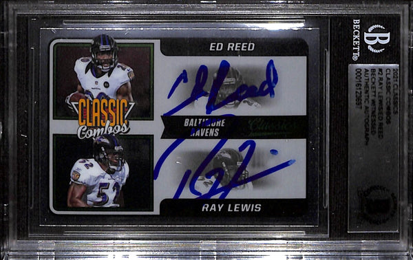 Ray Lewis Ed Reed Signed 2021 Panini Classics Combo Trading Card Beckett 43898