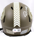 Joe Montana Autographed 49ers Salute to Service Speed Mini Helmet- Beckett Holo