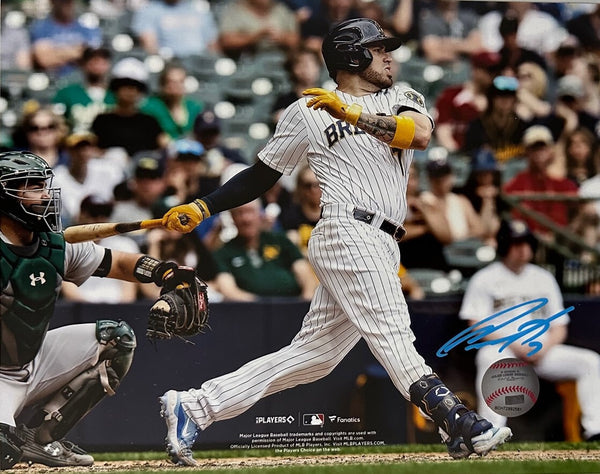 Brewers Catcher VICTOR CARATINI Signed 8x10 Photo #3 AUTO