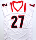 Nick Chubb Autographed White College Style Jersey *2- Beckett W Hologram *Silver