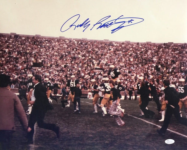 Rudy Ruettiger Notre Dame Signed 11x14 Photo Carried Off Field JSA 137025