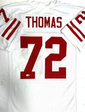 Badgers JOE THOMAS Signed Custom Replica White WI Jersey AUTO - Browns HOF - JSA