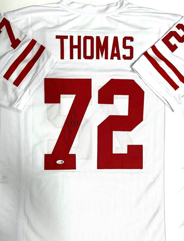 Badgers JOE THOMAS Signed Custom Replica White WI Jersey AUTO - Browns HOF - JSA