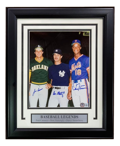 Canseco Mattingly Strawberry Signed Framed 8x10 MLB Baseball Photo BAS