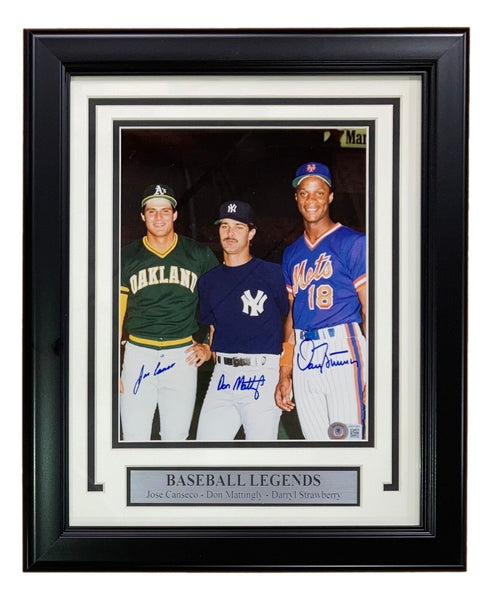 Canseco Mattingly Strawberry Signed Framed 8x10 MLB Baseball Photo BAS
