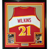 FRAMED Signed DOMINIQUE WILKINS 35x39 Atlanta Red Jersey PSA COA