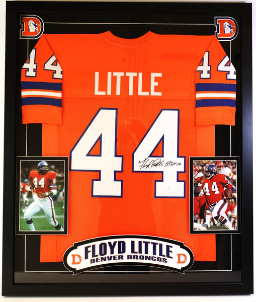 Floyd Little Autographed & Inscribed "HOF 10" Framed Denver Broncos Jersey | JSA