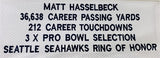 Matt Hasselbeck Signed Seattle Seahawks Career Stat Jersey (Beckett) Quarterback
