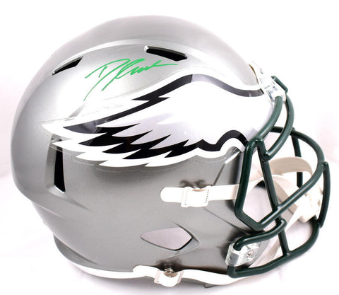 D'Andre Swift Autographed Eagles F/S Flash Speed Helmet-Beckett W Hologram*Green
