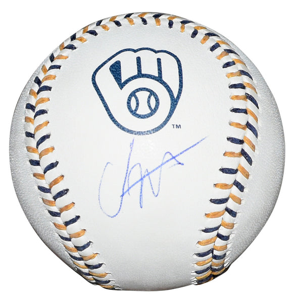 JESUS MADE SIGNED MILWAUKEE BREWERS LOGO RAWLINGS MLB BASEBALL BECKETT