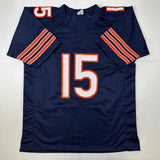 Autographed/Signed Brandon Marshall Chicago Blue Football Jersey Beckett BAS COA