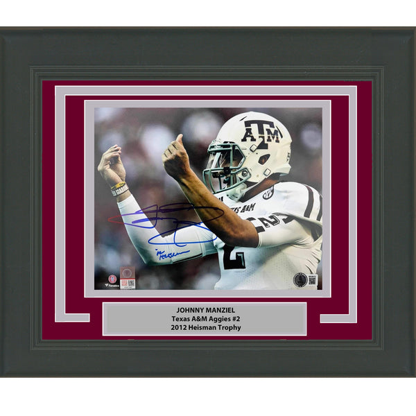 Framed Autographed/Signed Johnny Manziel Money Sign 8x10 Photo Beckett BAS COA