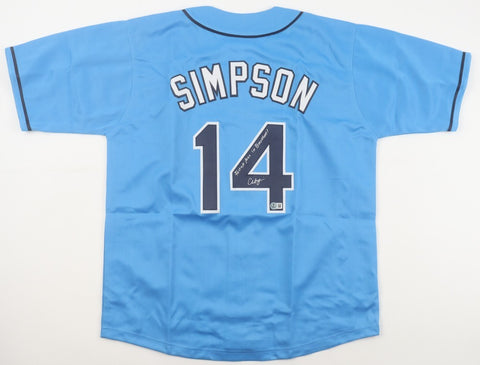 Chandler Simpson Signed Tampa Bay Rays Jersey "Fastest Man in Baseball"(Beckett)