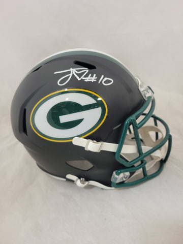 JORDAN LOVE SIGNED GREEN BAY PACKERS F/S FLAT BLACK SPEED REPLICA HELMET JSA COA