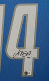 SUEDE FRAMED DETROIT LIONS AMON-RA ST. BROWN AUTOGRAPHED JERSEY BECKETT HOLO