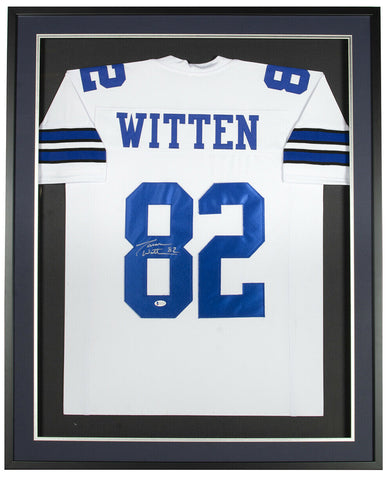 Jason Witten Signed Framed 36x42 Custom White Football Jersey BAS