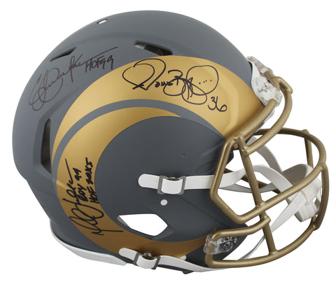 Rams (3) Bettis, Dickerson, & Faulk Signed Slate F/S Speed Proline Helmet BAS W