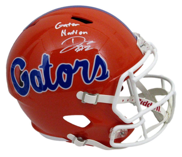 D. J. Lagway Signed/Inscr Orange Full Size Replica Helmet Florida JSA 197049