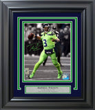 Russell Wilson Signed Framed 8x10 Photo Seahawks Action Green Color Rush RW Holo