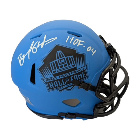 Barry Sanders Autographed Hall Of Fame Rave Mini Helmet w/HOF 04 Inscription COA