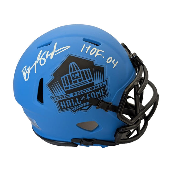 Barry Sanders Autographed Hall Of Fame Rave Mini Helmet w/HOF 04 Inscription COA