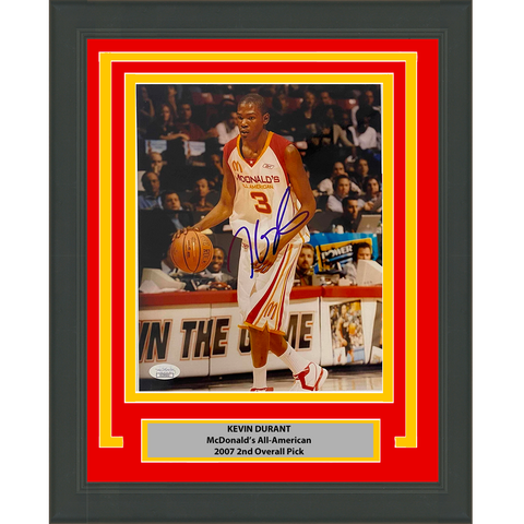 Framed Autographed Kevin Durant McDonald's All-American 8x10 Photo JSA COA