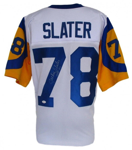 Jackie Slater Signed Rams Jersey Inscribed "HOF 01" (JSA) Playing Career 1976-95