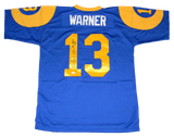 KURT WARNER SIGNED ST LOUIS RAMS #13 MITCHELL & NESS JERSEY JSA W/ SB XXXIV MVP