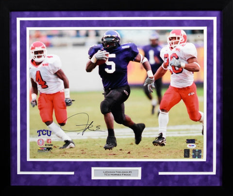 LADAINIAN TOMLINSON SIGNED TCU HORNED FROGS 16x20 FRAMED PHOTO PSA/DNA