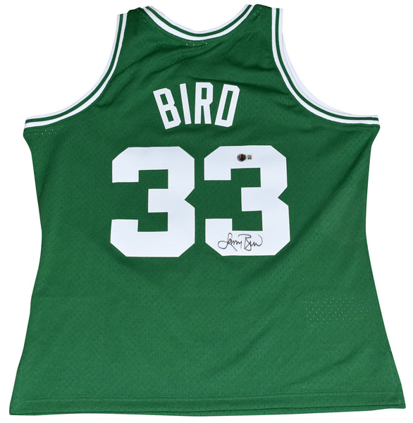 LARRY BIRD SIGNED BOSTON CELTICS #33 MITCHELL & NESS GREEN JERSEY BECKETT