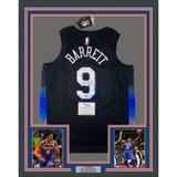 Framed Autographed/Signed R.J. Barrett 33x42 Knicks Black Jersey Fanatics COA