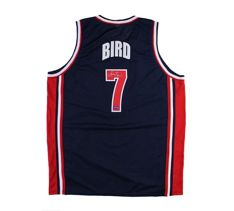 Larry Bird Signed USA Custom Blue and Red Jersey