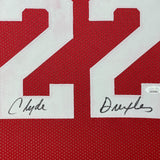 Framed Autographed/Signed Clyde Drexler 35x39 Houston Red Jersey BAS COA