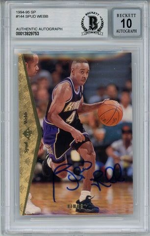 Spud Webb Signed 1994 Upper Deck SP #144 Trading Card Beckett 10 Slab 36315