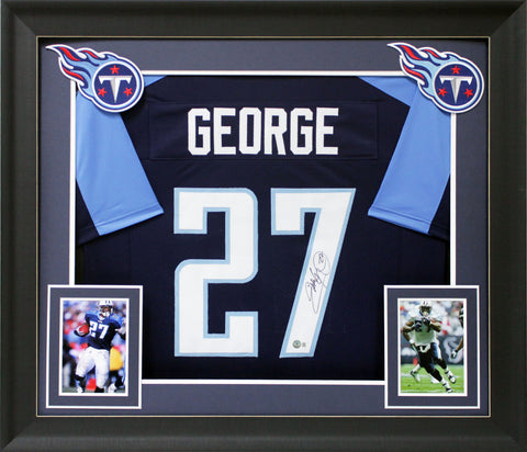 Eddie George Authentic Signed Navy Blue Pro Style Framed Jersey BAS Witnessed