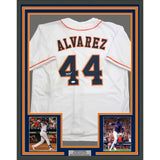 Framed Autographed/Signed Yordan Alvarez 35x39 Houston White Jersey JSA COA