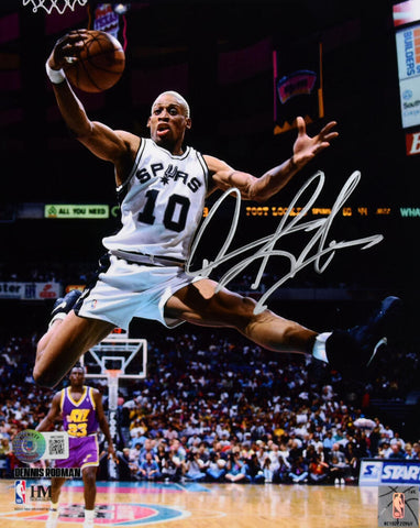 Dennis Rodman Autographed Spurs 8x10 Rebound Photo - Beckett W Hologram *Silver
