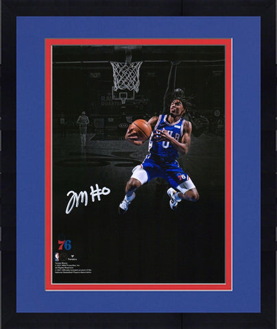 Frmd Tyrese Maxey Philadelphia 76ers Signed 8" x 10" Lay Up In Blue Photo
