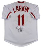 Barry Larkin "HOF '12" Authentic Signed White Pro Style Jersey BAS Witnessed