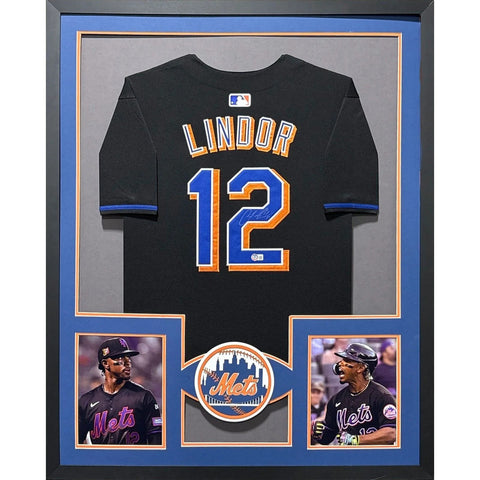 Francisco Lindor Autographed Signed Framed New York Mets Jersey BECKETT