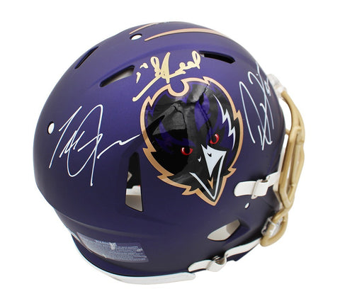 Lewis, Reed, and Suggs Signed Baltimore Ravens Speed Authentic Alternate Helmet