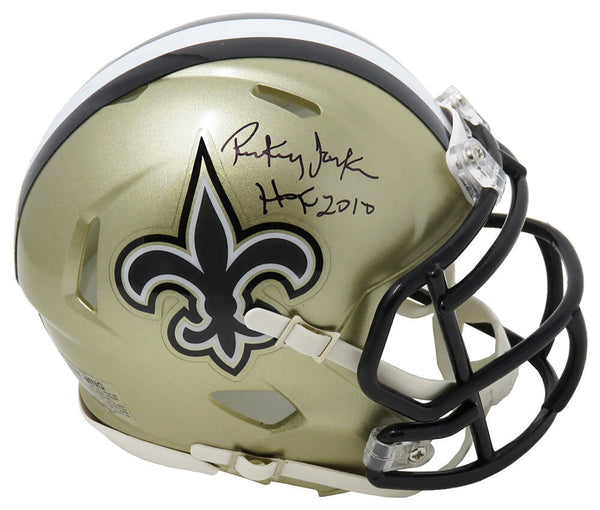 Rickey Jackson Signed Saints Riddell Speed Mini Helmet w/HOF 2010 - SCHWARTZ
