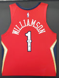 PELICANS ZION WILLIAMSON AUTOGRAPHED FRAMED RED NIKE JERSEY FANATICS 191194