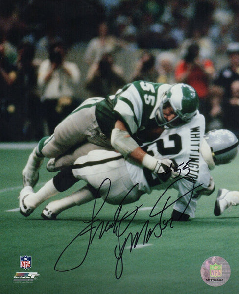 Frank LeMaster Signed Eagles Green Jersey Tackle 8x10 Photo - (SCHWARTZ COA)