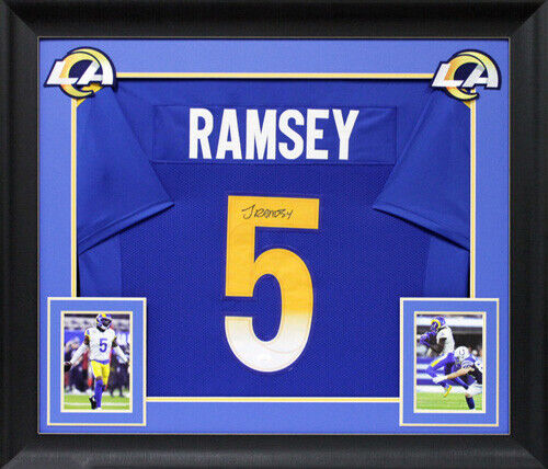 Rams Jalen Ramsey Authentic Signed Blue Pro Style Framed Jersey JSA Witness